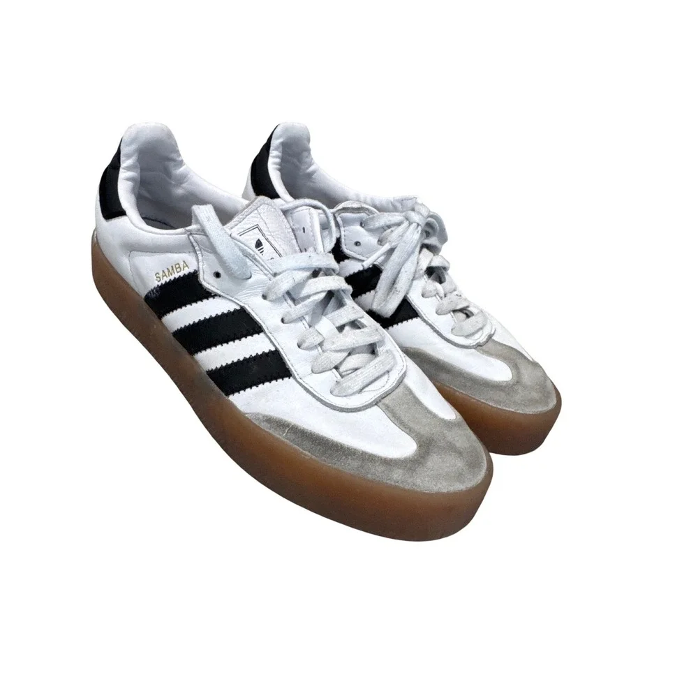 Womens Adidas Sambae Sneaker White Black size 9 classic timeless leather - Picture 3 of 10
